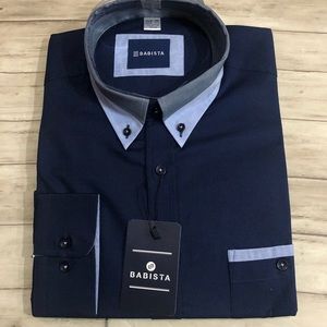 Men Babista NWT Navy Blue L/S Shirt Classic N70